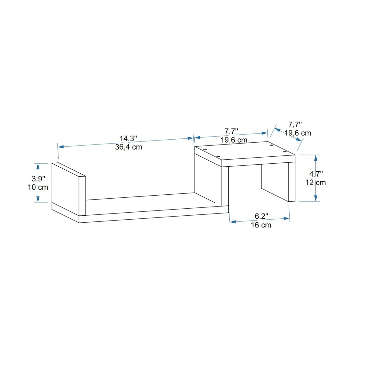 Estantería de pared nogal 12x56x19 cm (2)