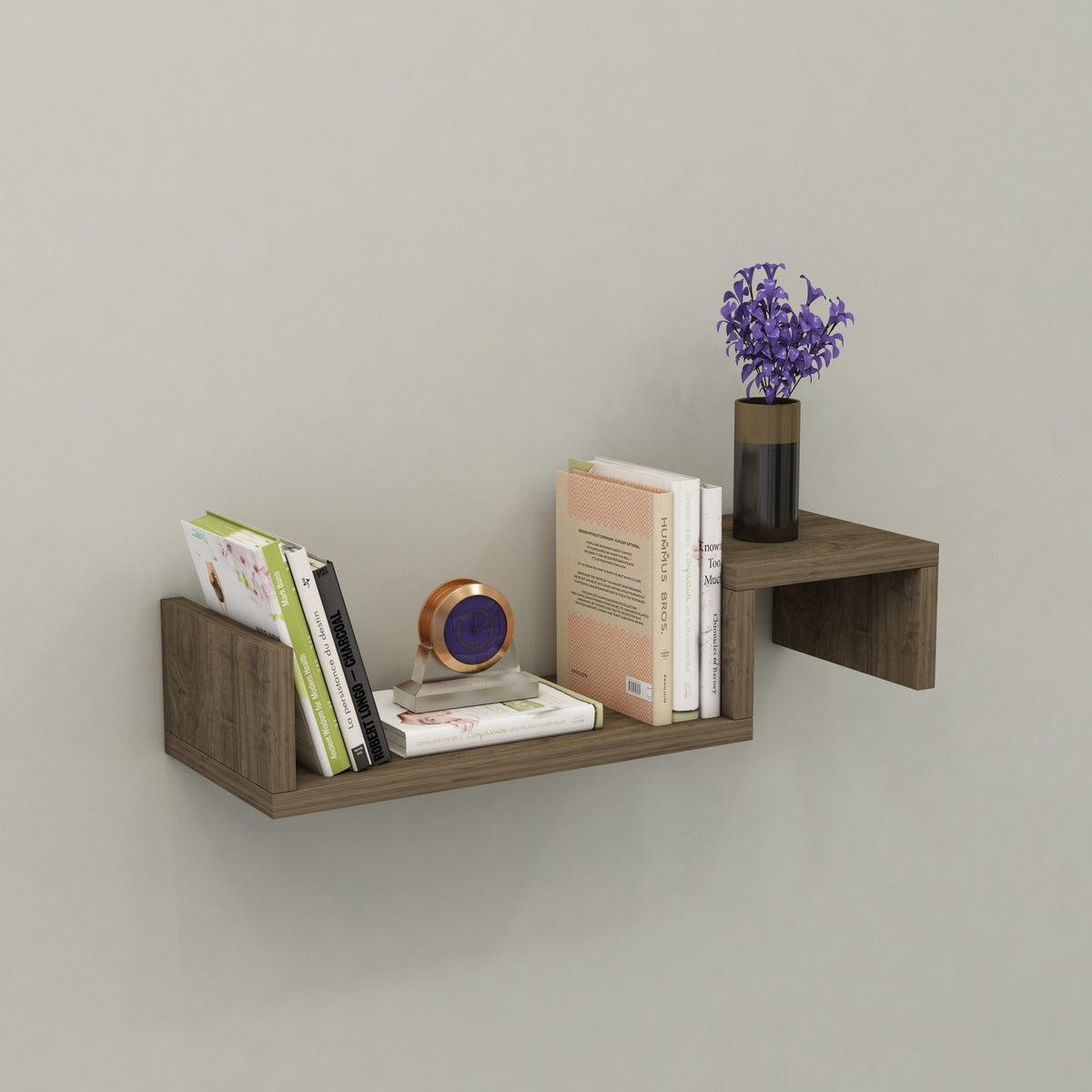 Estantería de pared nogal 12x56x19 cm (4)