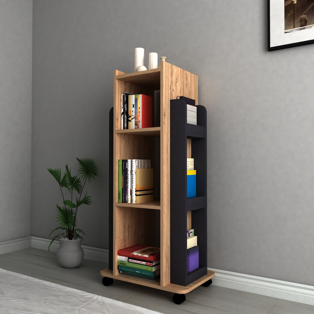Librería melamina pino atlántico y antracita 120x40x60 cm (3)