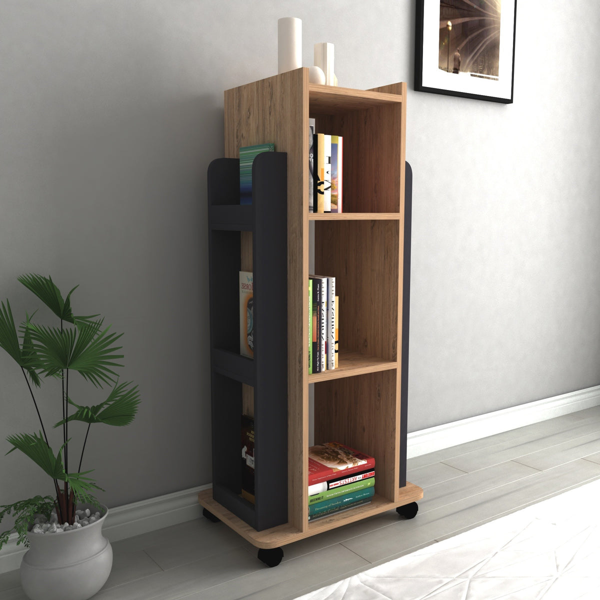 Librería melamina pino atlántico y antracita 120x40x60 cm (4)