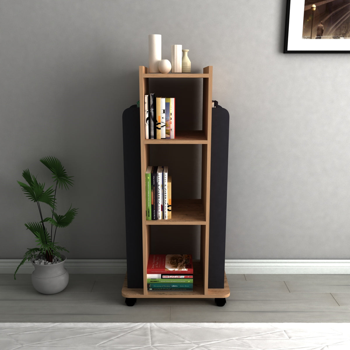 Librería melamina pino atlántico y antracita 120x40x60 cm (5)