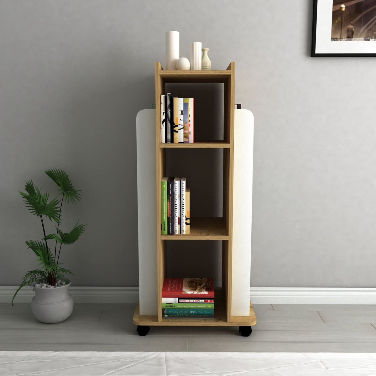 Librería melamina roble zafiro y blanco 120x40x60 cm (5)