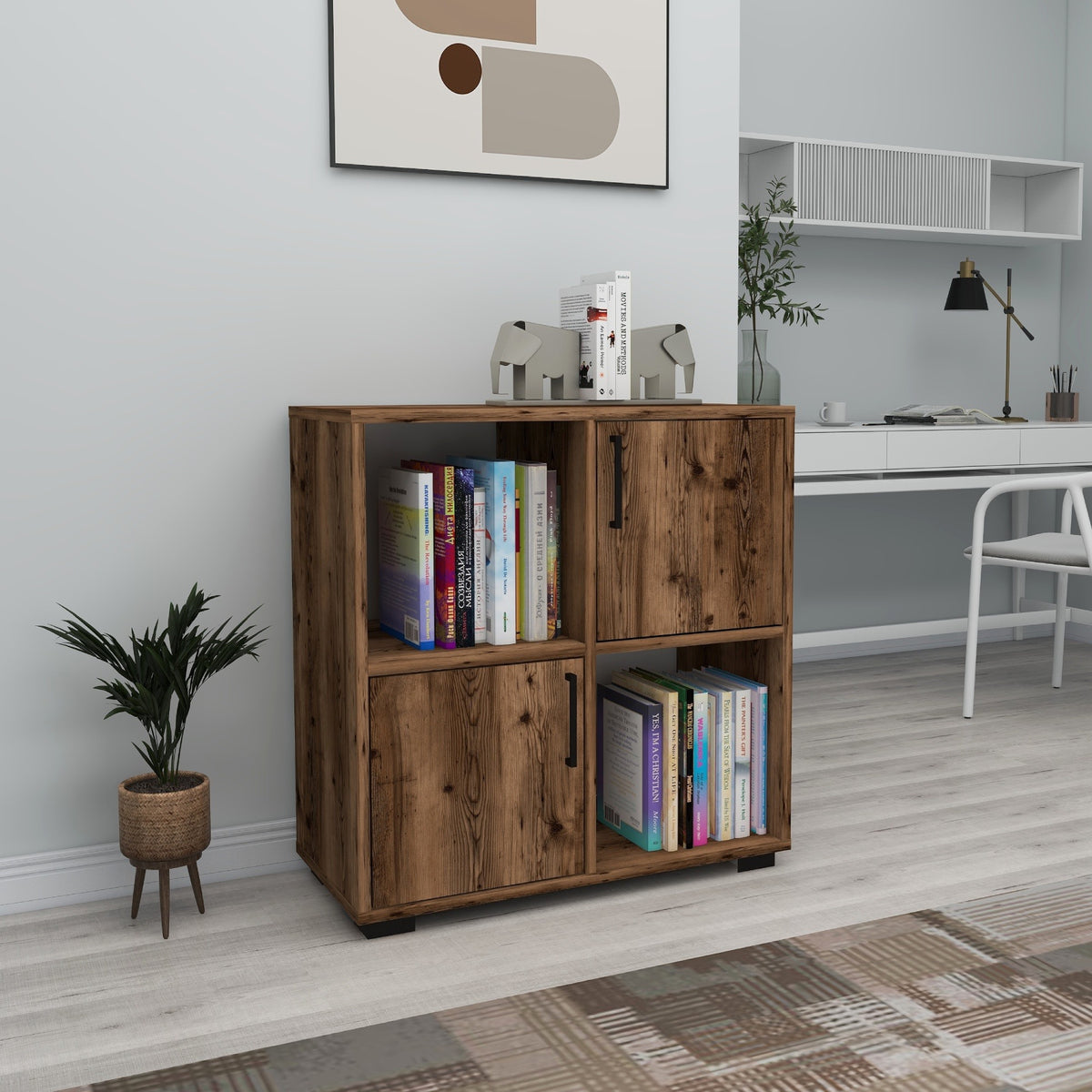 Librería melamina nogal claro 75x72x35 cm (3)
