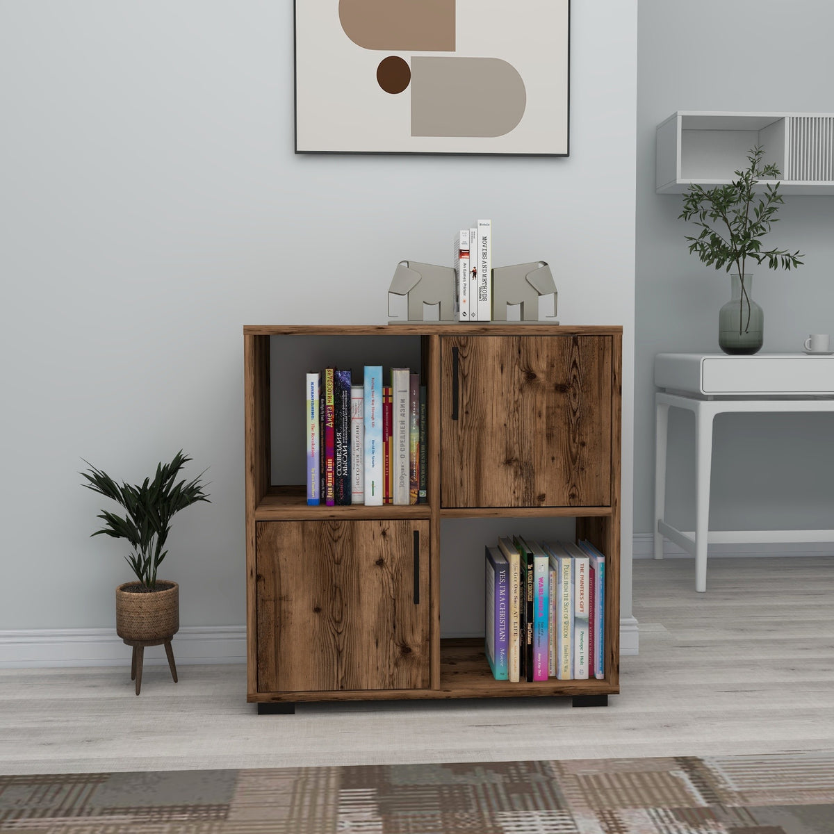 Librería melamina nogal claro 75x72x35 cm (4)