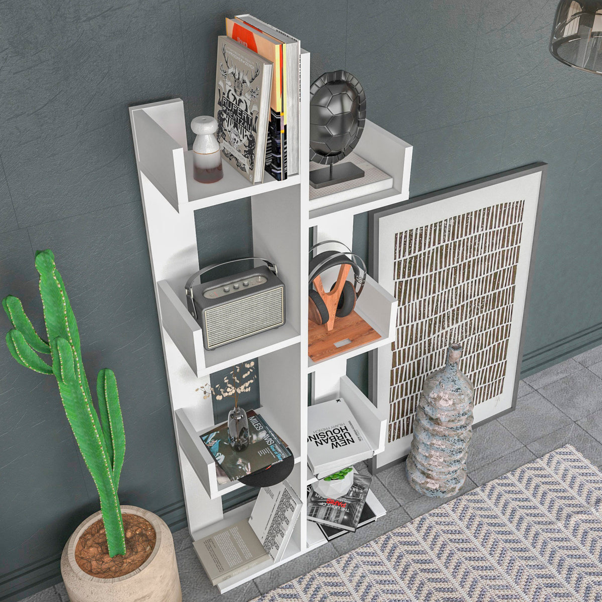 Librería melamina blanca 50x173x22 cm (4)