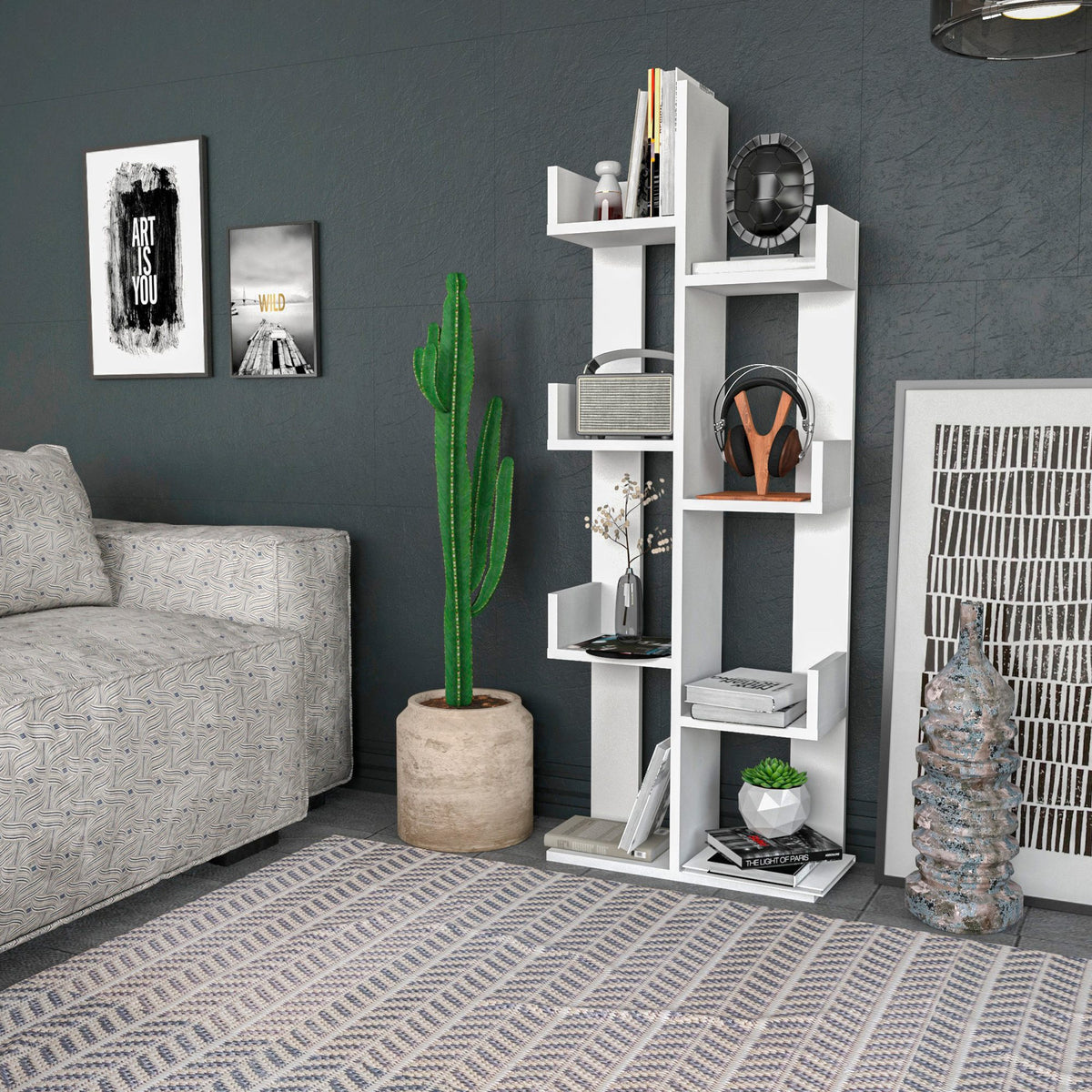 Librería melamina blanca 50x173x22 cm (5)