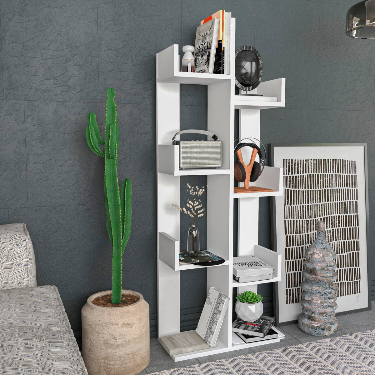 Librería melamina blanca 50x173x22 cm (7)