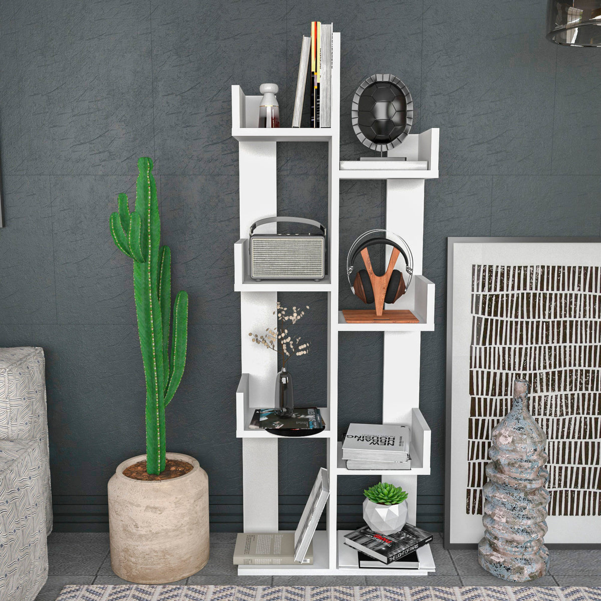 Librería melamina blanca 50x173x22 cm (8)
