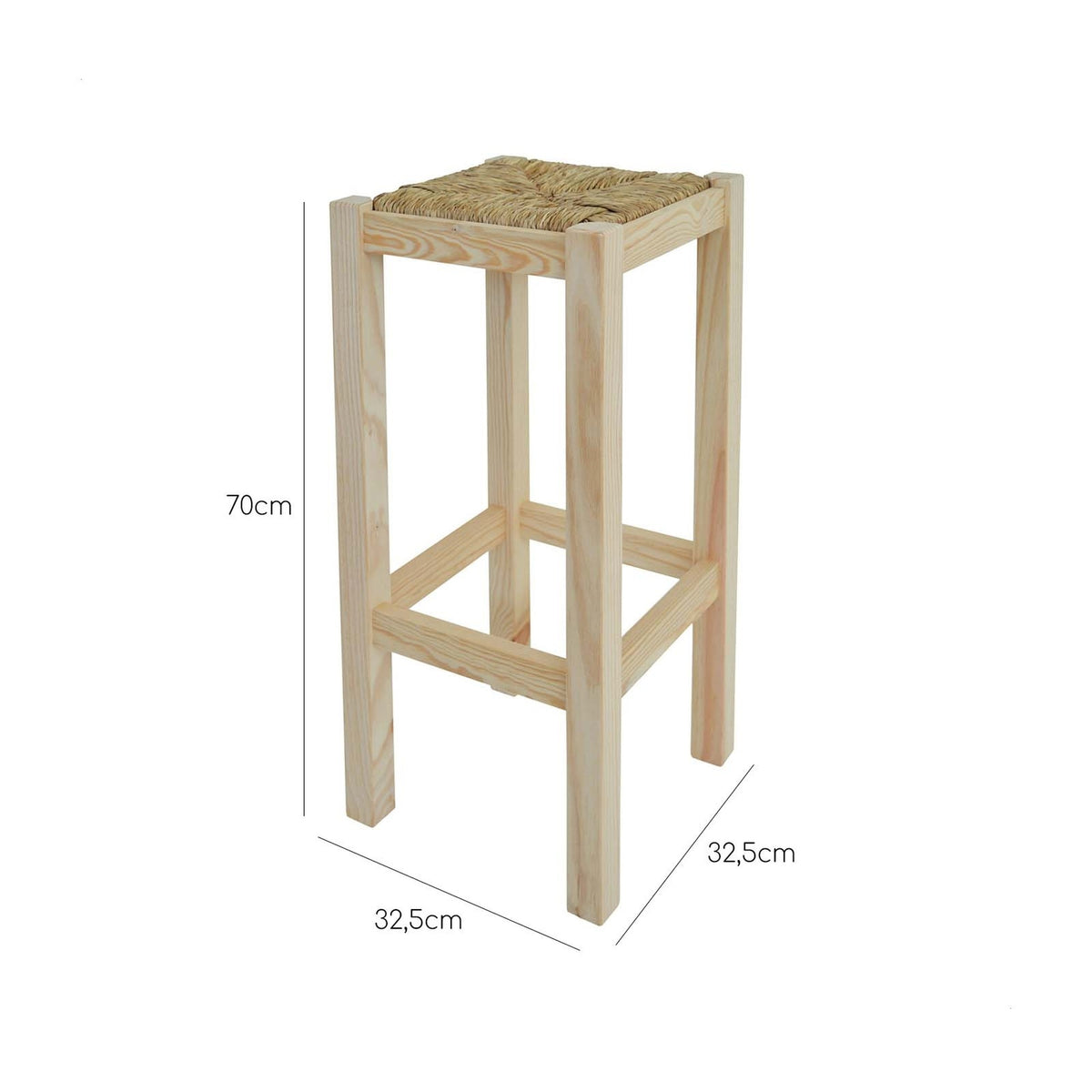 Banqueta rústica alta cuadrada madera sin barniz 32x32x70 cm (3)