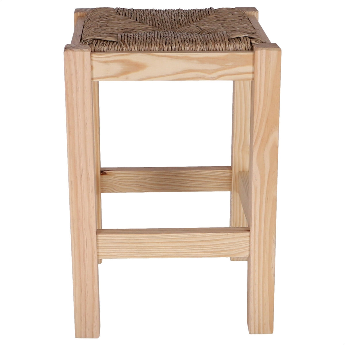 Banqueta rústica baja cuadrada madera sin barniz 32x32x48 cm