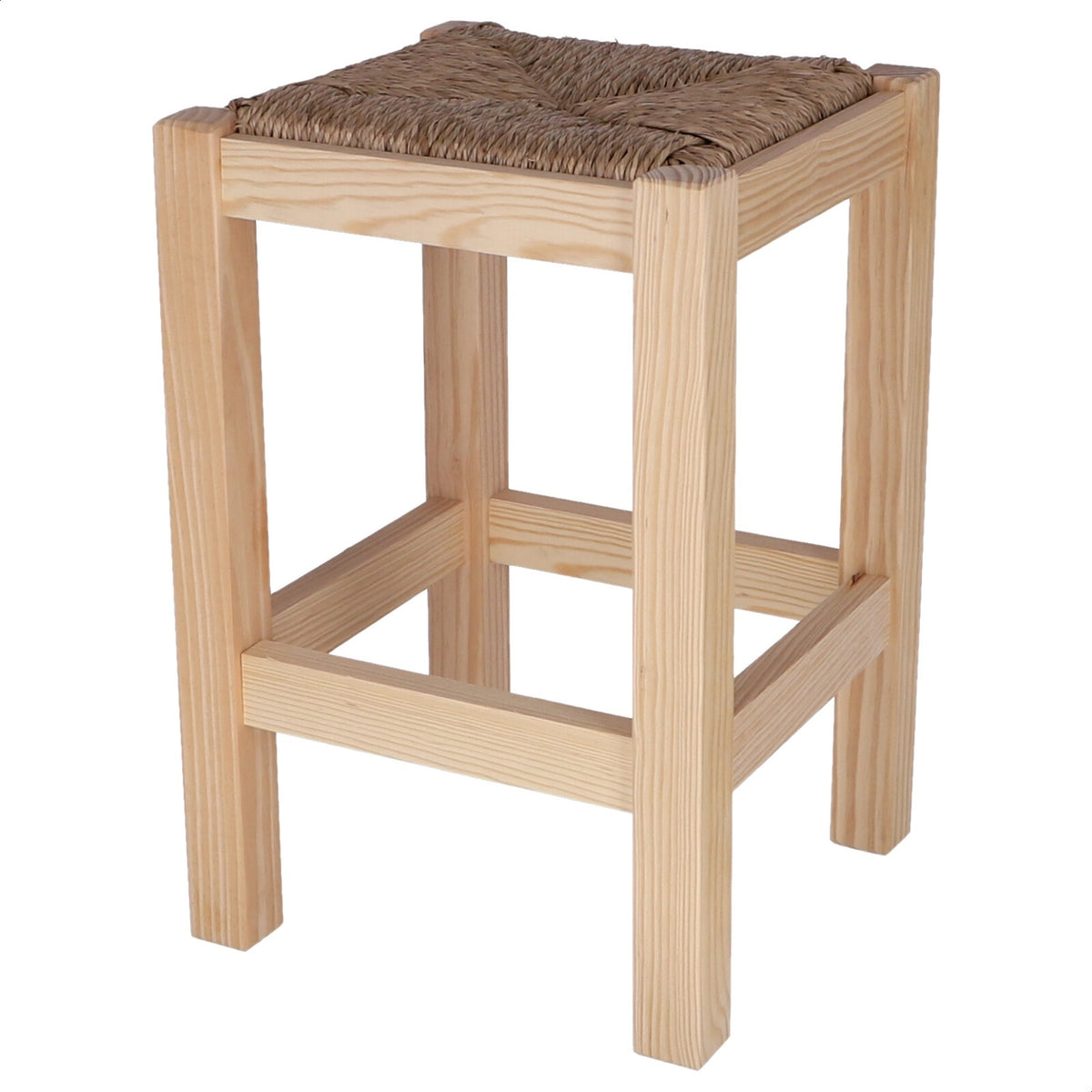 Banqueta rústica baja cuadrada madera sin barniz 32x32x48 cm (7)