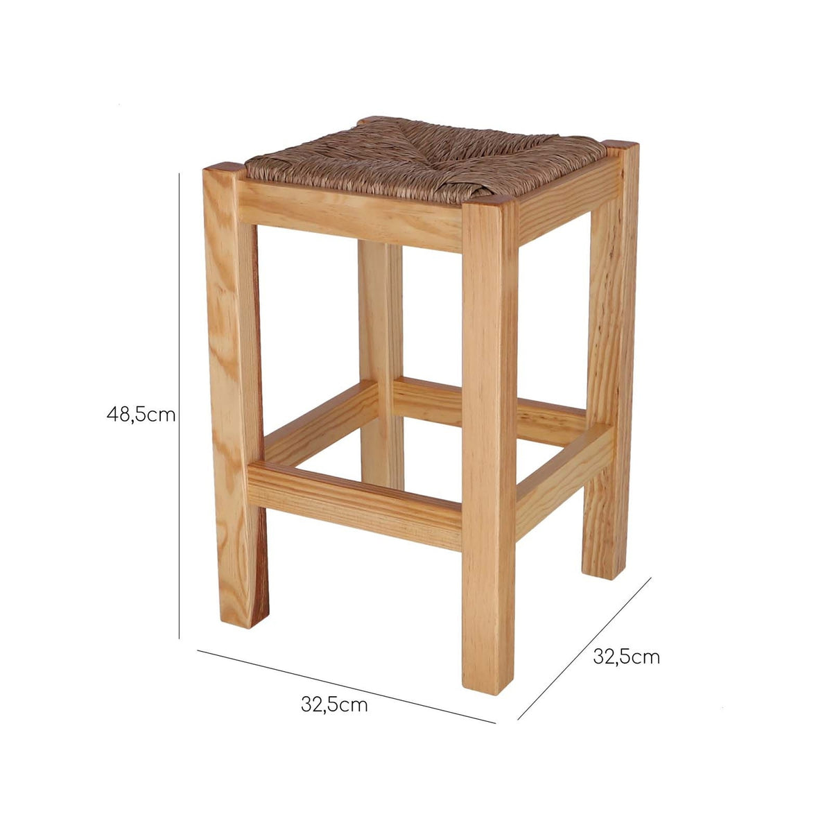 Banqueta rústica baja cuadrada madera barniz 32x32x48 cm (3)