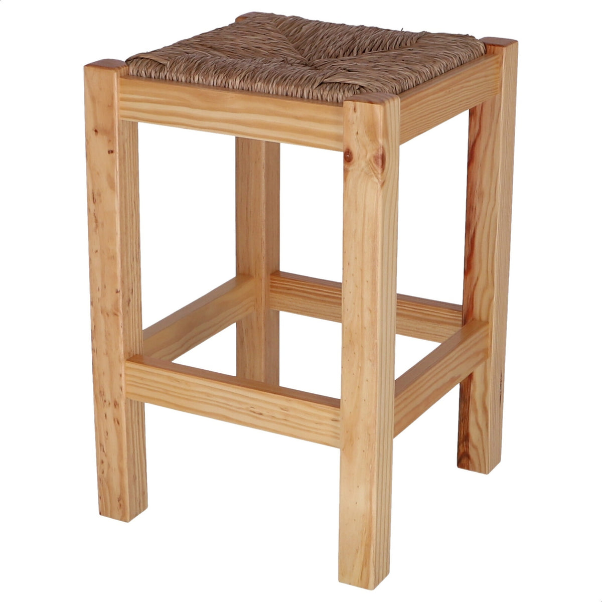 Banqueta rústica baja cuadrada madera barniz 32x32x48 cm (4)