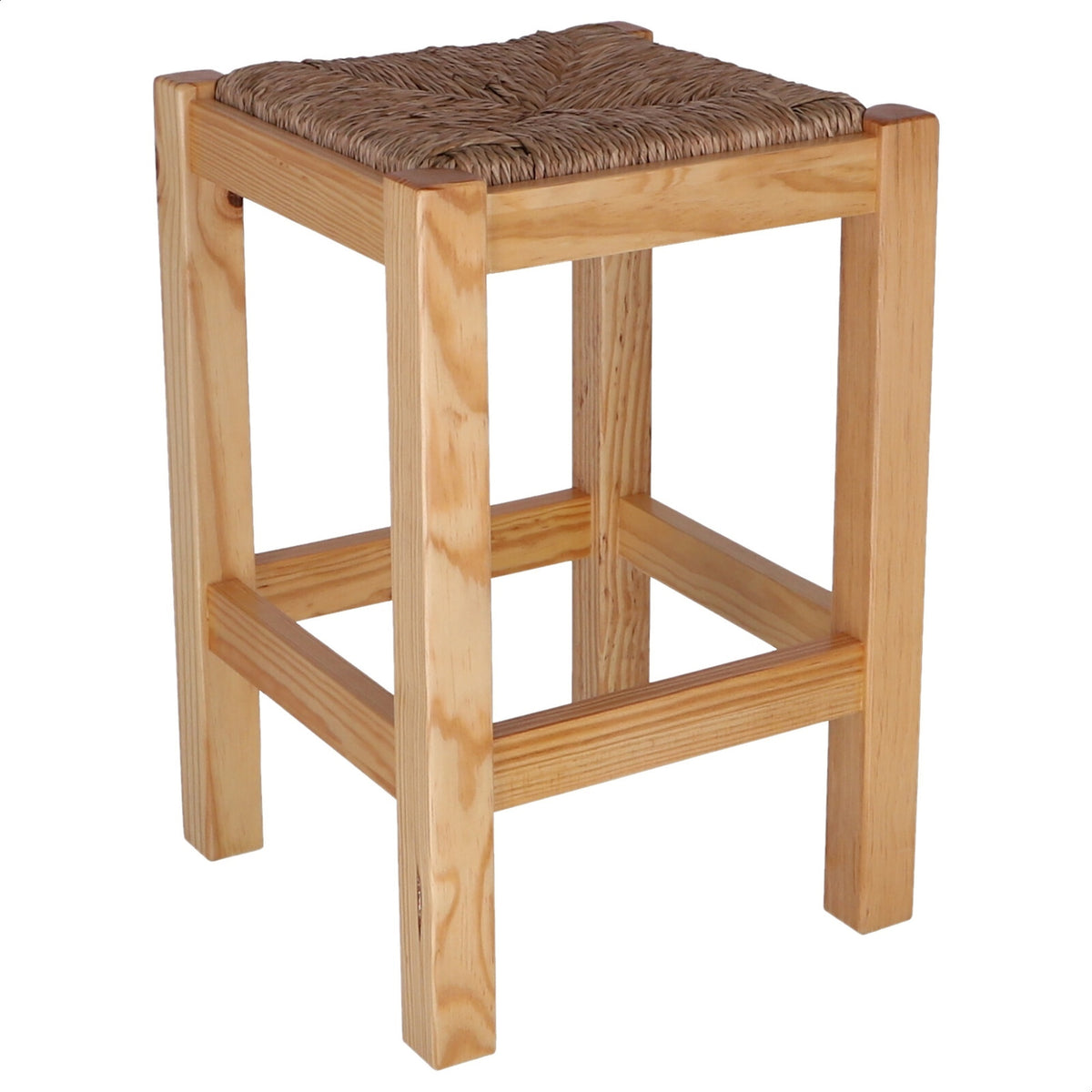 Banqueta rústica baja cuadrada madera barniz 32x32x48 cm (6)