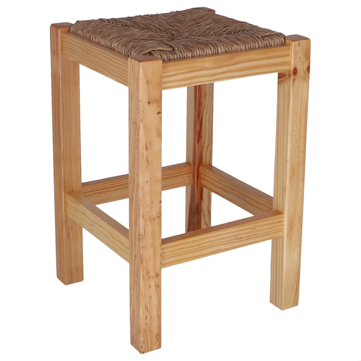 Banqueta rústica baja cuadrada madera barniz 32x32x48 cm (8)