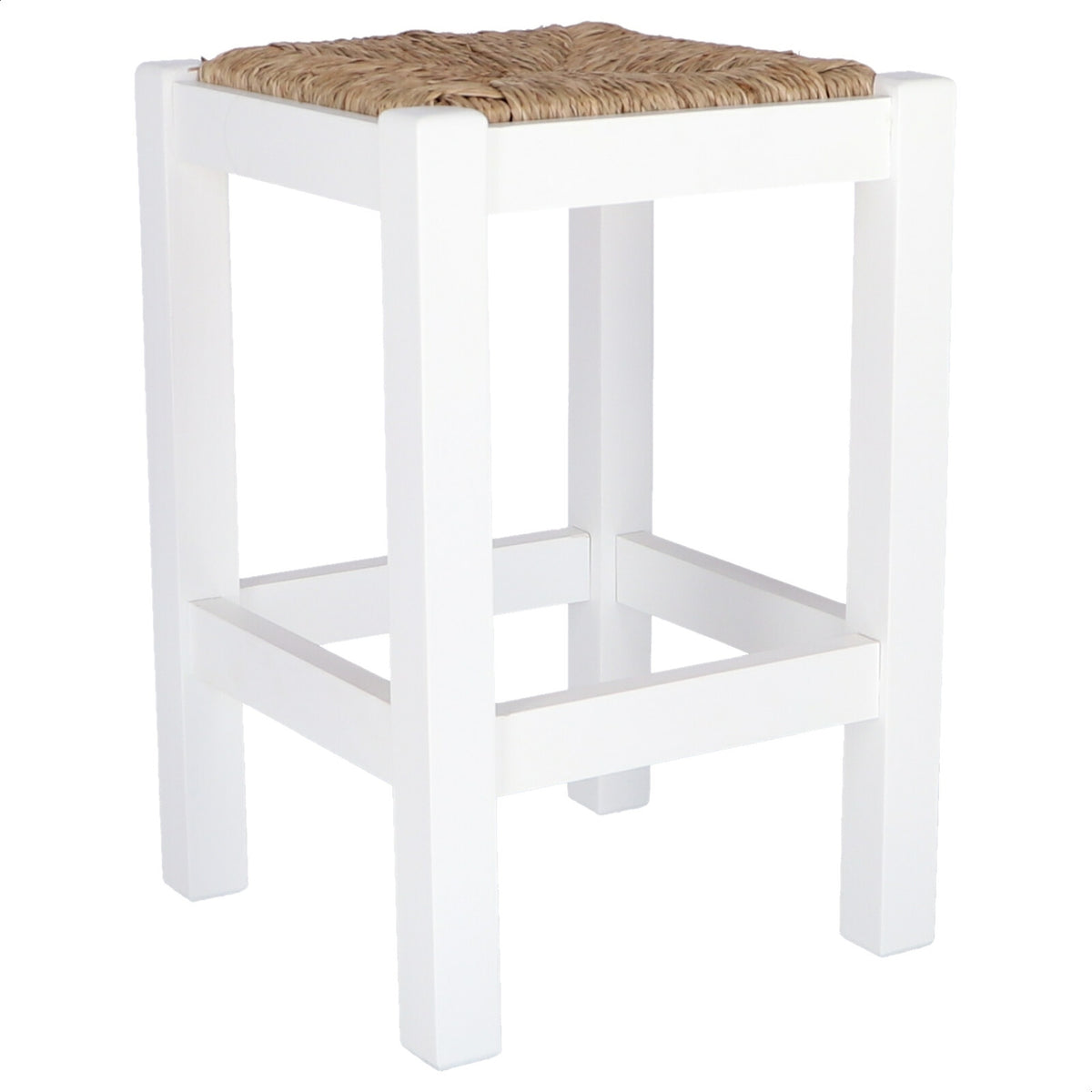 Banqueta rústica baja cuadrada madera blanco 32x32x48 cm (5)