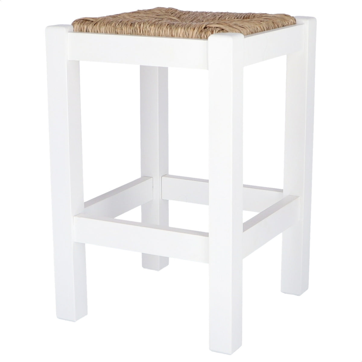 Banqueta rústica baja cuadrada madera blanco 32x32x48 cm (7)