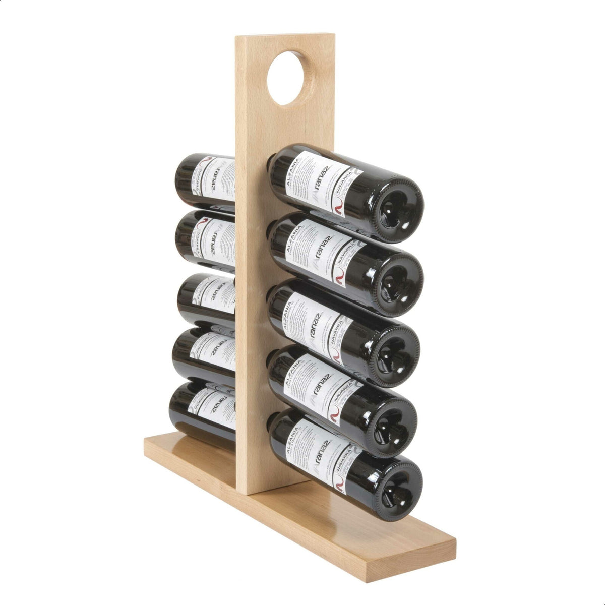 Botellero madera para 10 botellas sin barniz