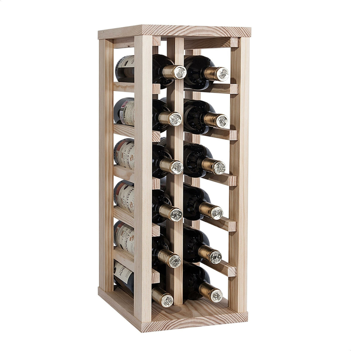 Botellero estante bajo madera para 12 botellas sin barniz (4)