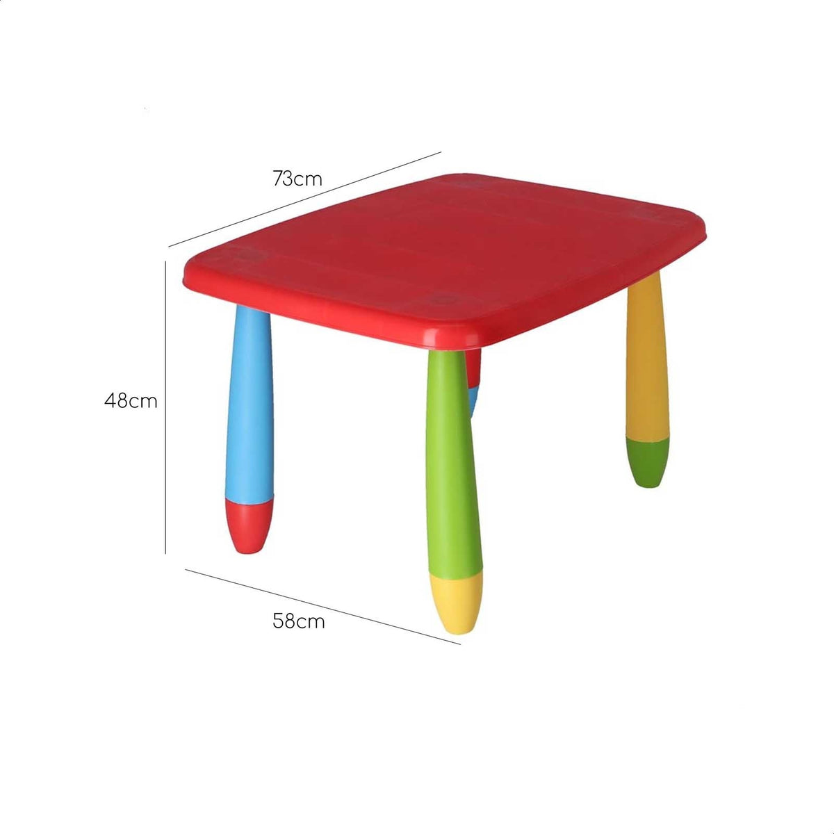 Mesita infantil rectangular plástico rojo 73x58x48 cm (3)