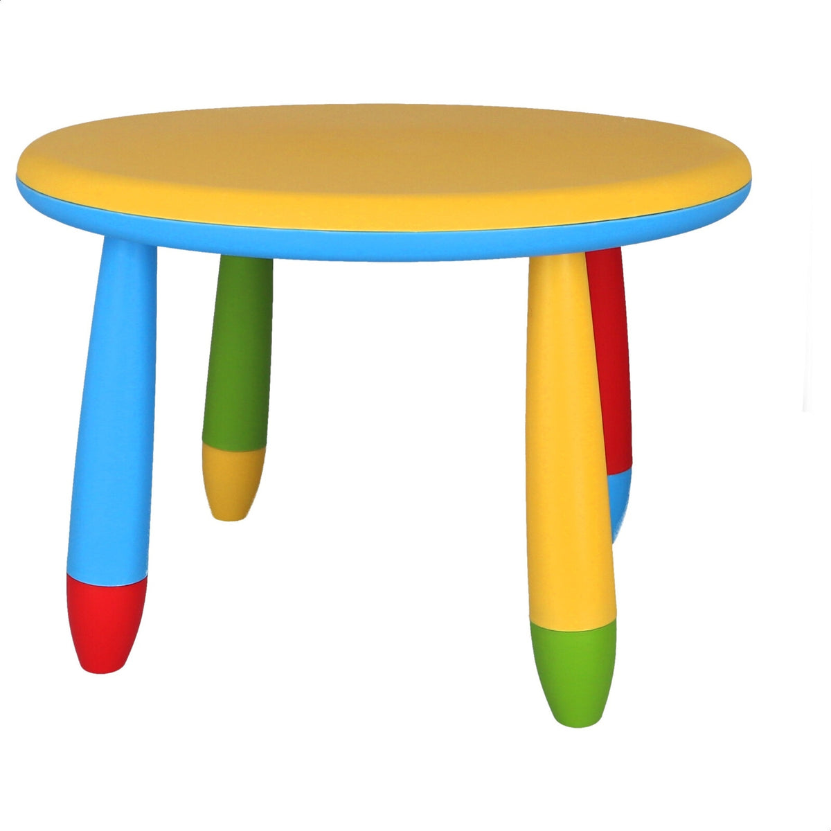 Mesita infantil redonda plástico amarillo Ø70xH48 cm