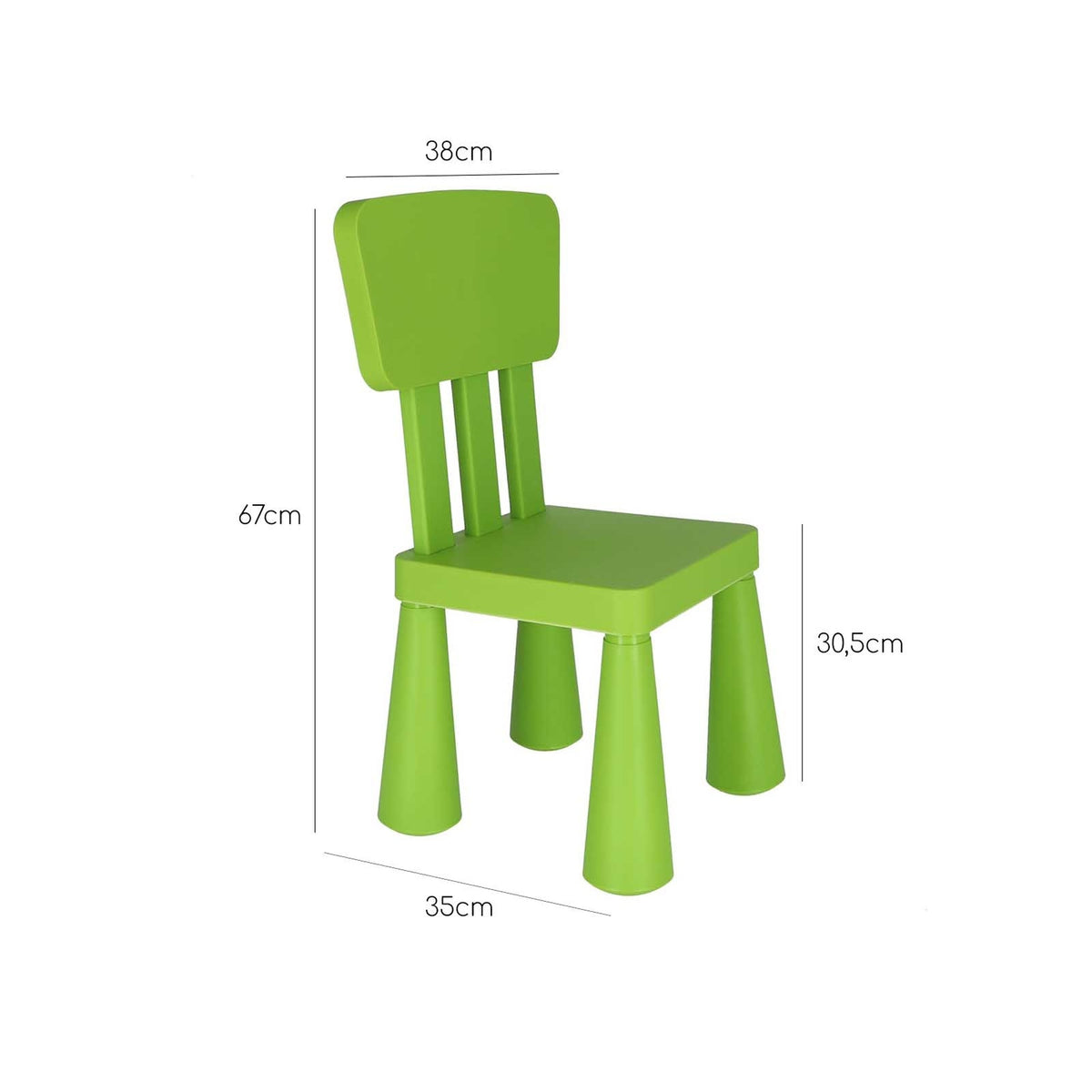 Silla infantil plástico verde 38x35x67 cm (3)