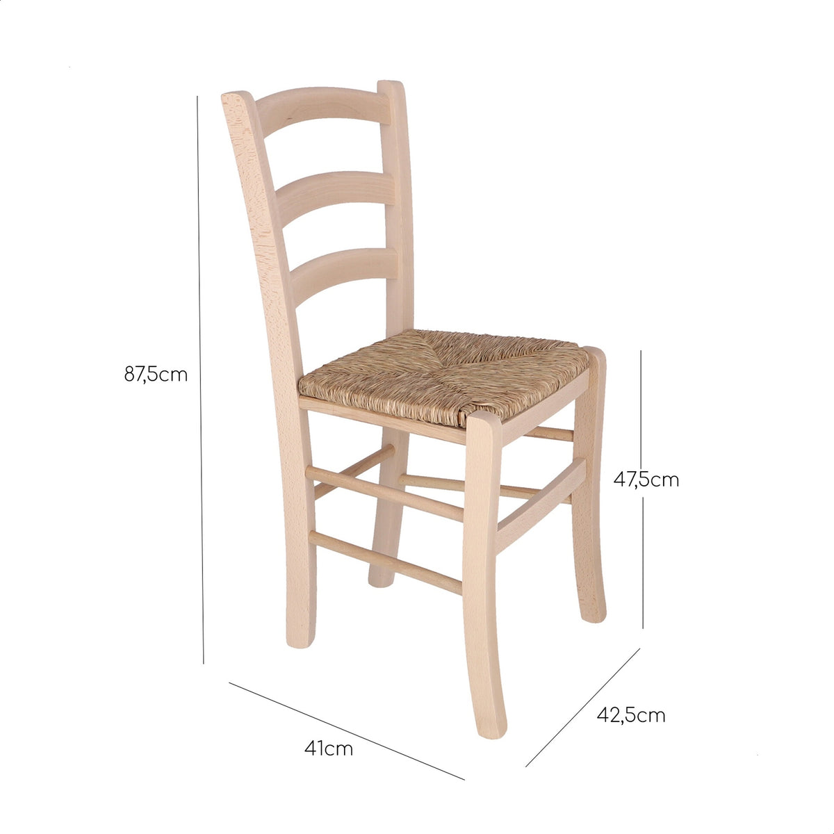 Silla rústica asiento de anea sin barniz 42x41x87 cm (3)