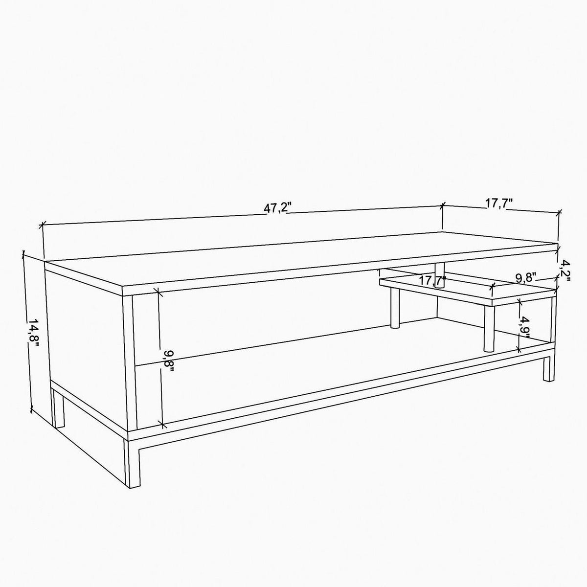 Mesa de TV melamina blanca 120x44,6x37,6cm aglomerado rechapado (2)