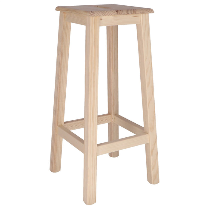 Banqueta cuadrada alta madera barniz 32x32x70 cm