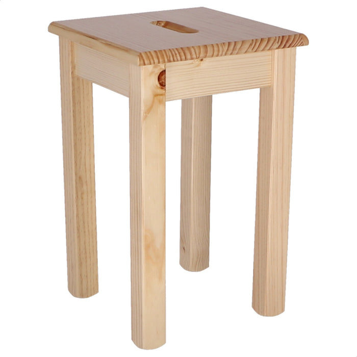 Banqueta cuadrada madera de pino barniz 32x32x45 cm