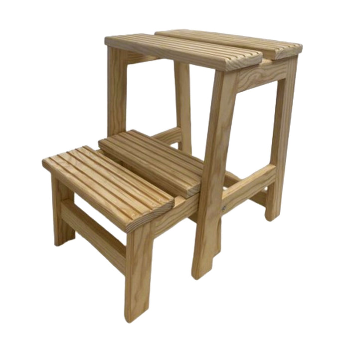 Taburete escalera 2 peldaños madera sin barniz 32x42x40 cm