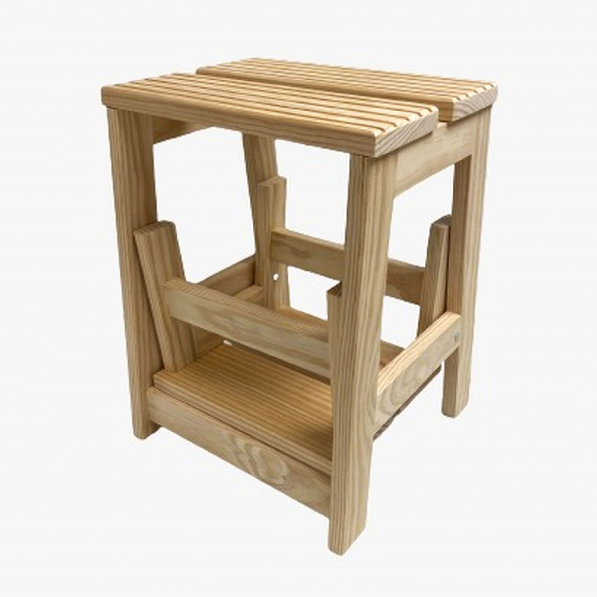 Taburete escalera 2 peldaños madera sin barniz 32x42x40 cm (3)