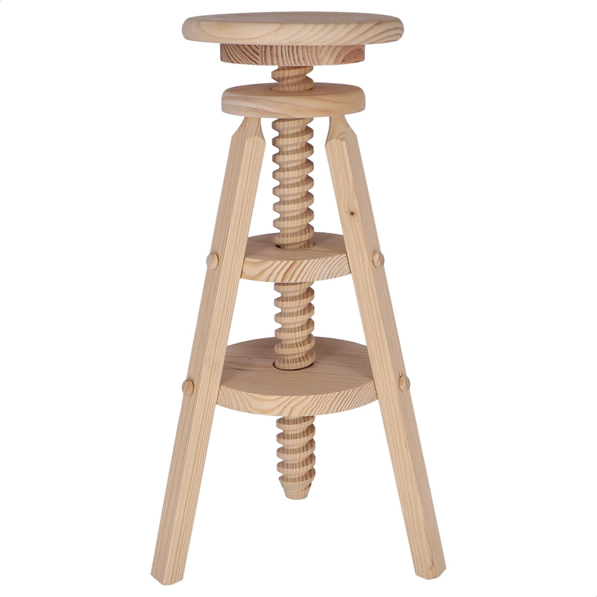Taburete giratorio madera sin barniz 29x29x90 cm (3)