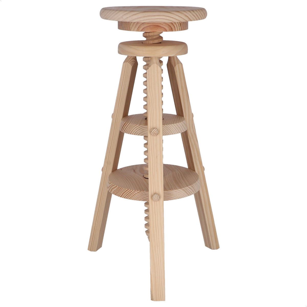 Taburete giratorio madera sin barniz 29x29x90 cm (4)