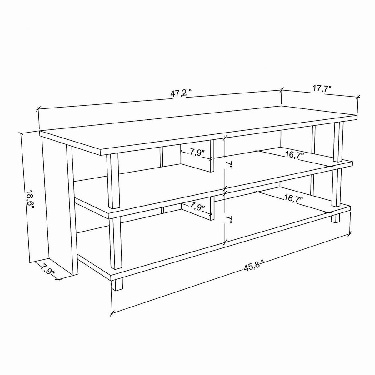 Mesa de TV melamina blanca 120x44,6x47,4cm aglomerado rechapado (3)