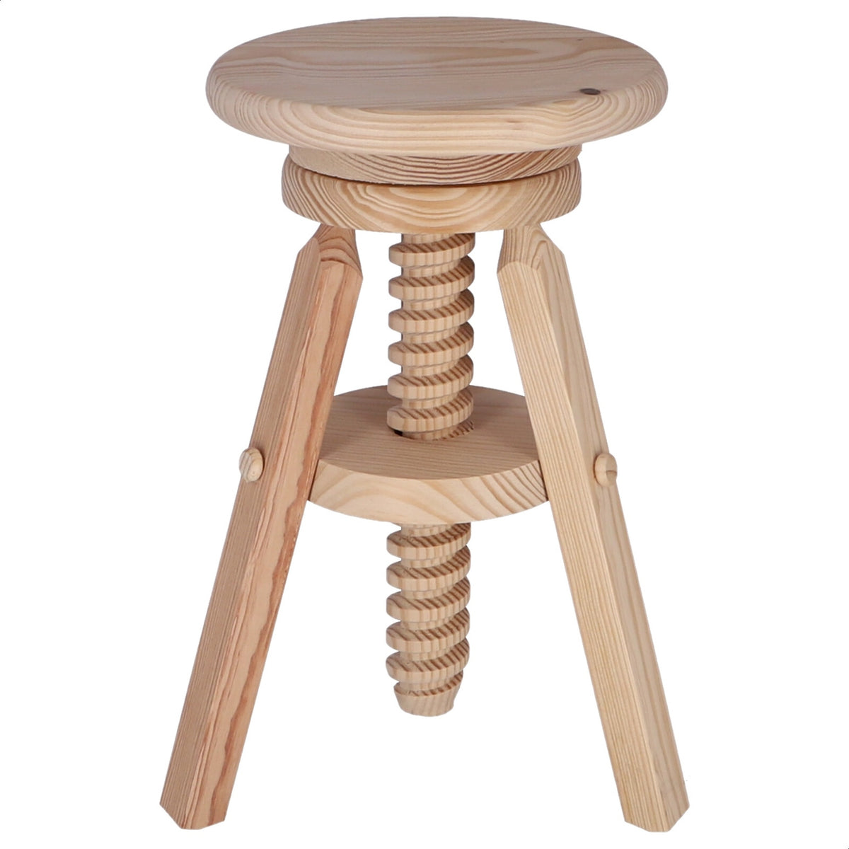 Taburete redondo giratorio madera sin barniz Ø32x48-64 cm