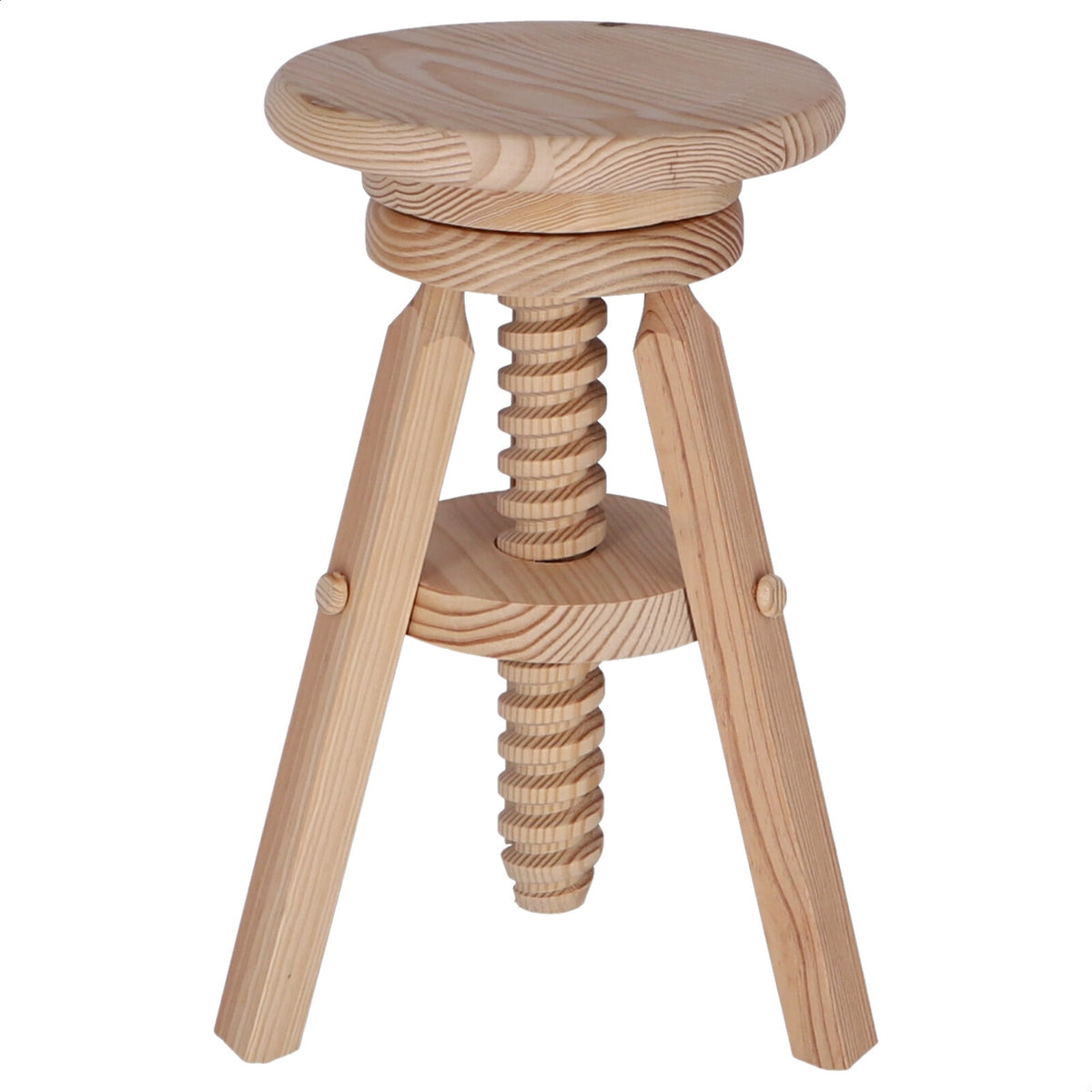 Taburete redondo giratorio madera sin barniz Ø32x48-64 cm (5)
