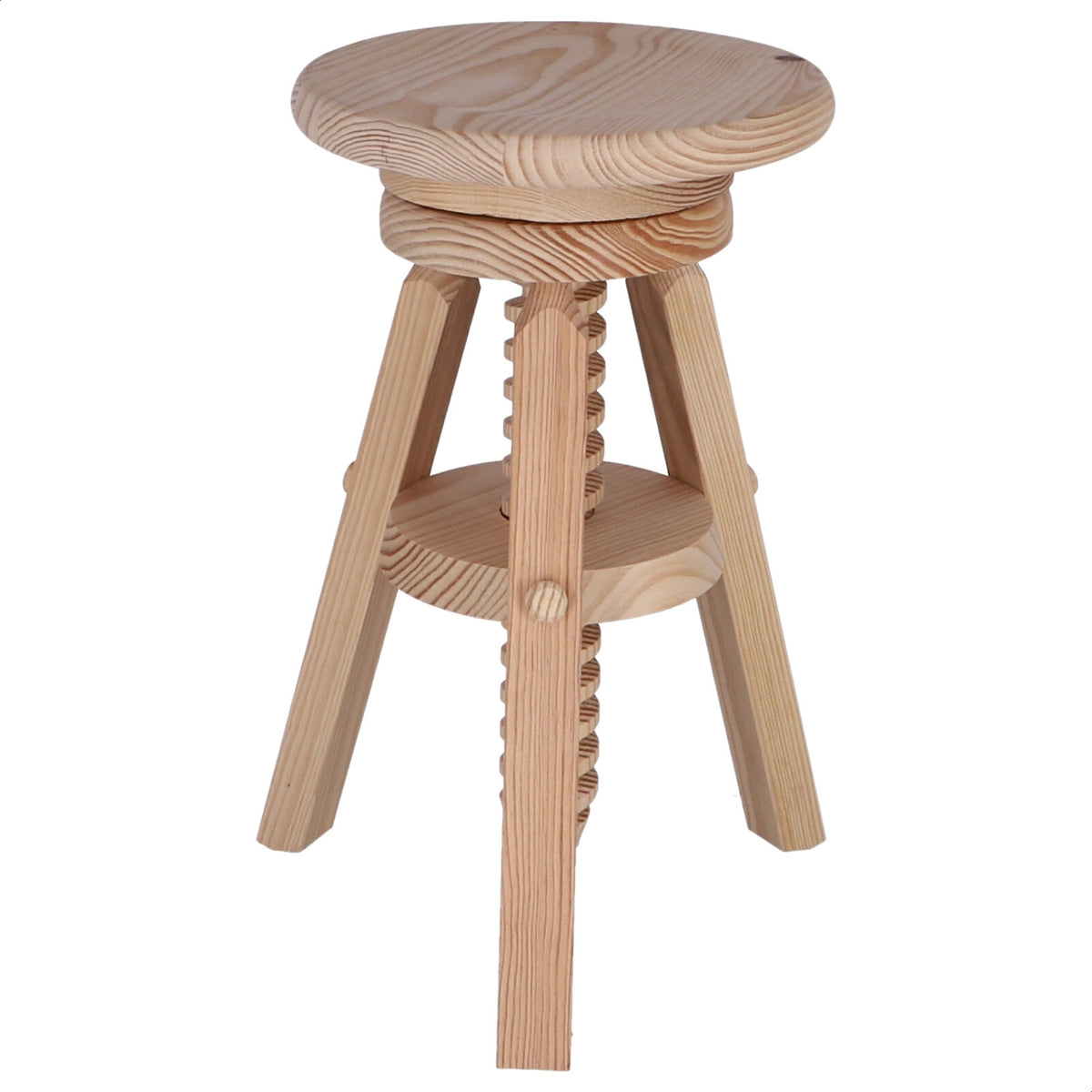 Taburete redondo giratorio madera sin barniz Ø32x48-64 cm (6)