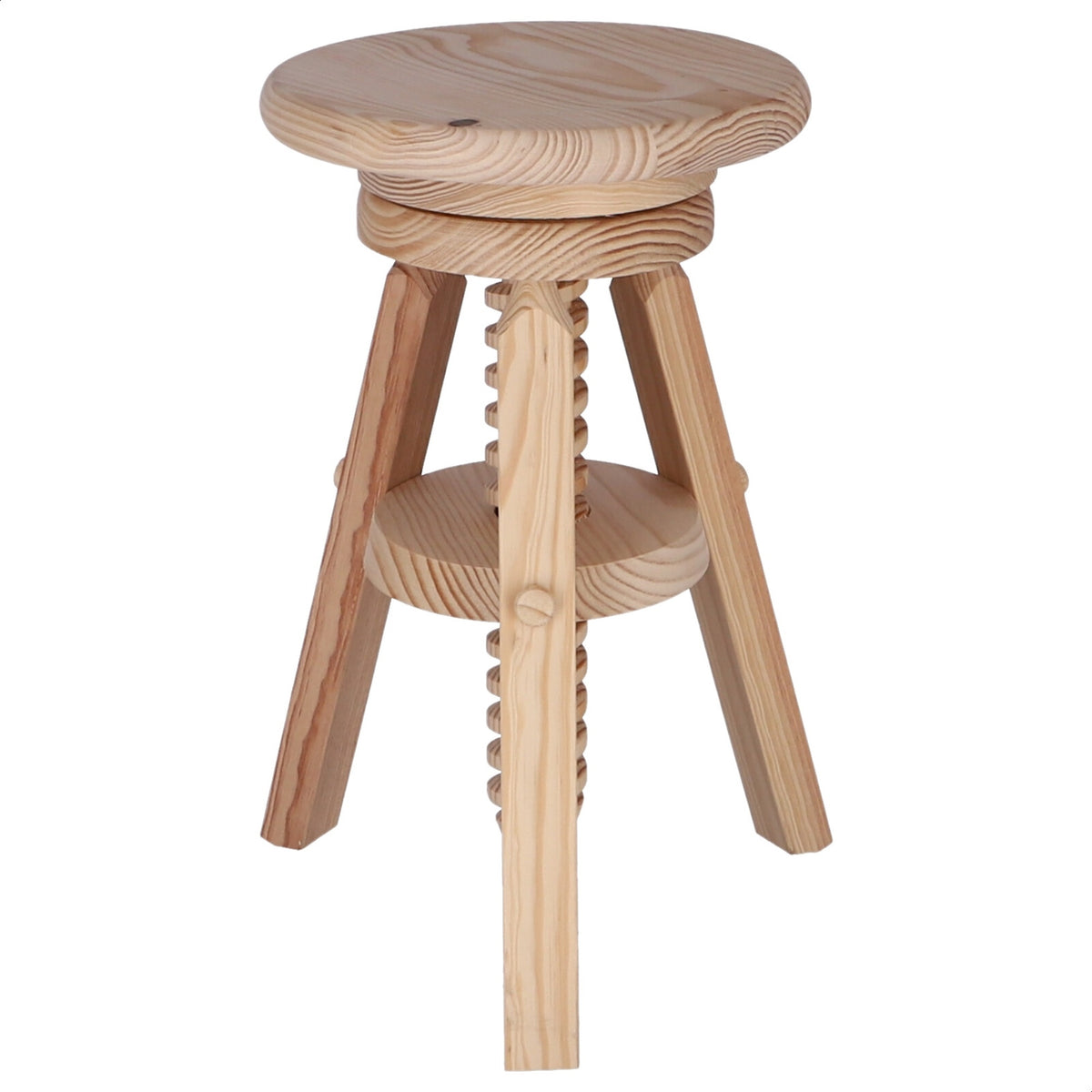 Taburete redondo giratorio madera sin barniz Ø32x48-64 cm (7)