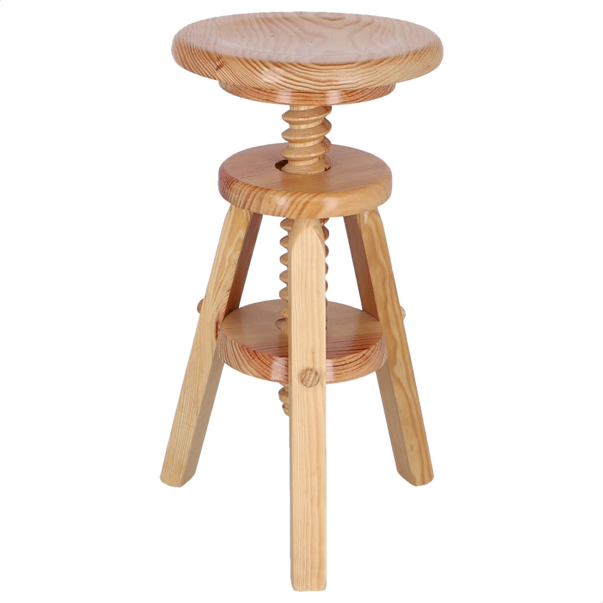 Taburete redondo giratorio madera barniz 29x29x64 cm (4)