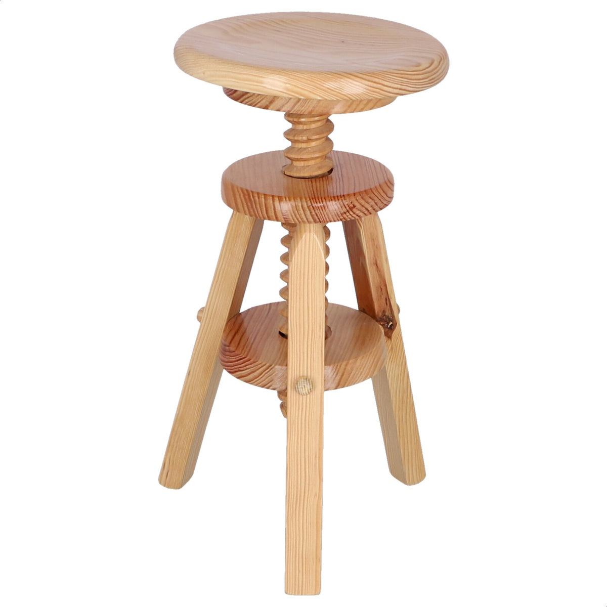 Taburete redondo giratorio madera barniz 29x29x64 cm (6)