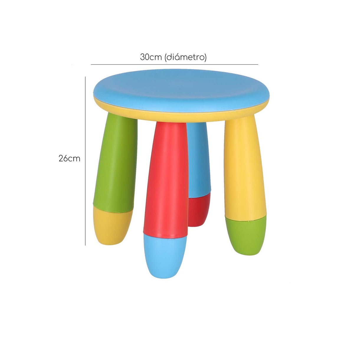 Taburete infantil plástico azul Ø30xH26 cm (3)