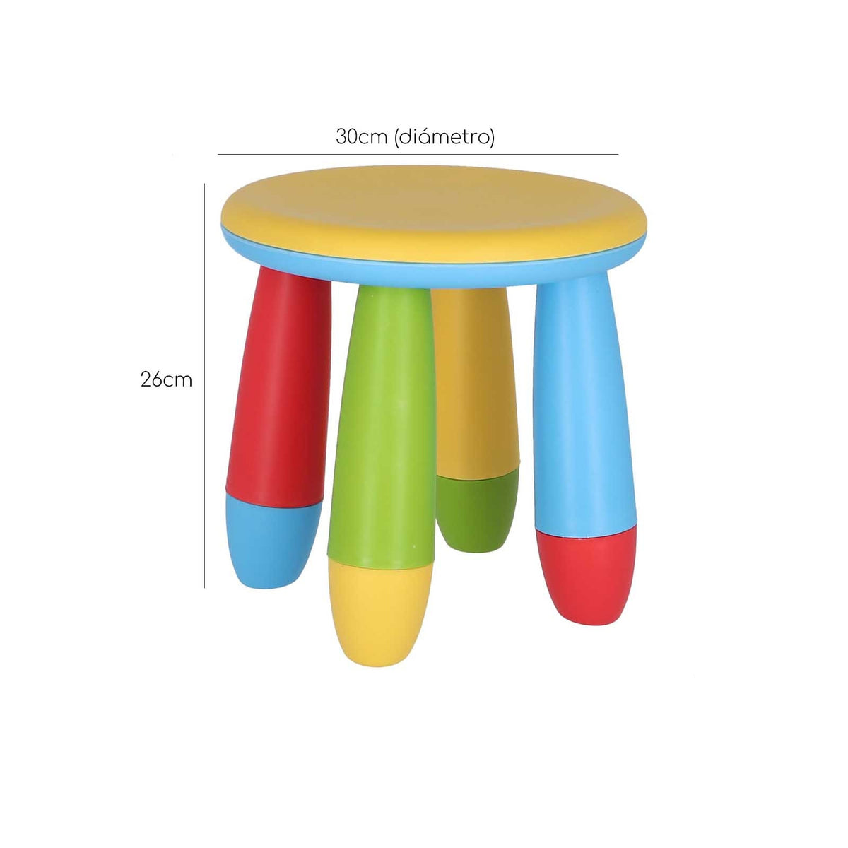 Taburete infantil plástico amarillo Ø30xH26 cm (3)