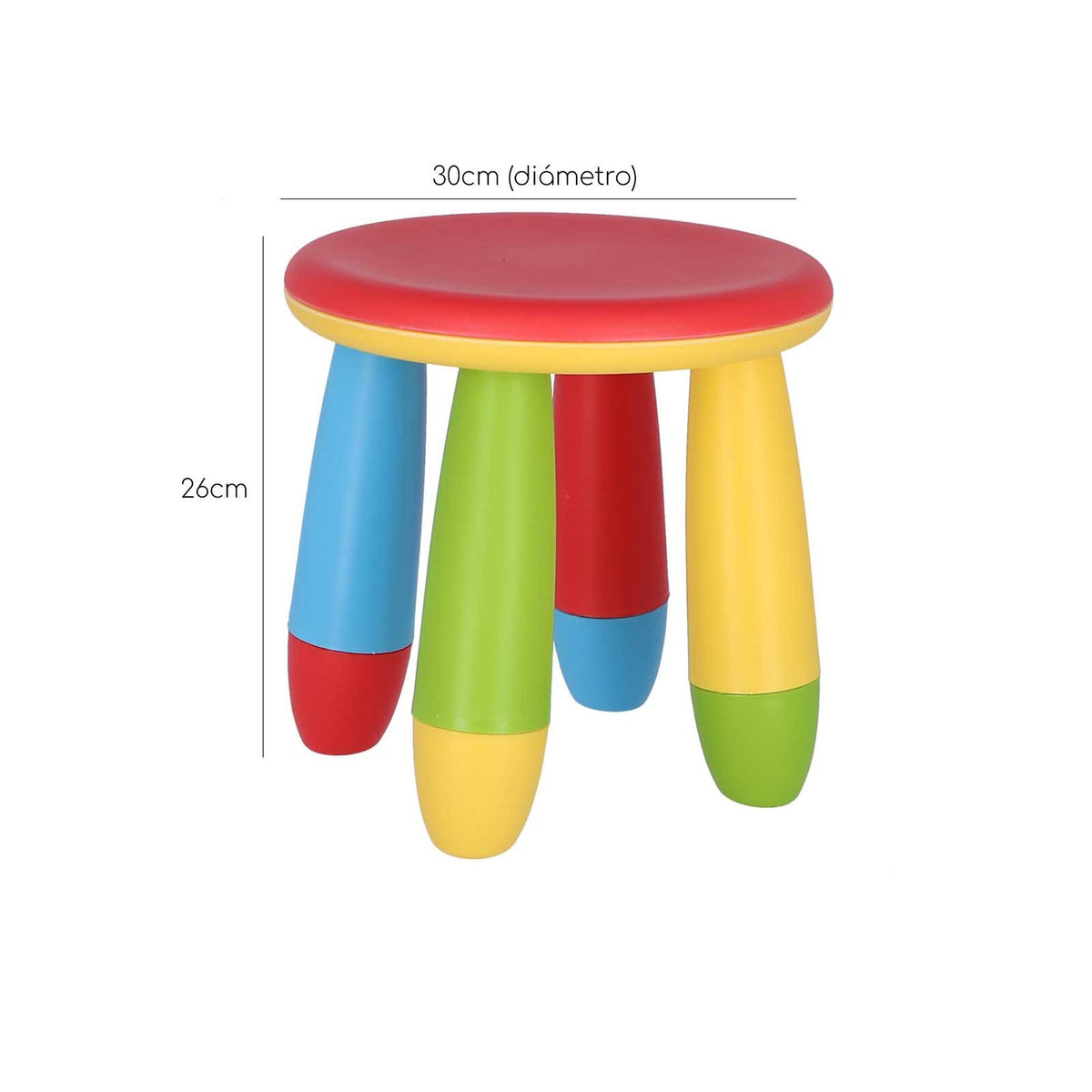 Taburete infantil plástico rojo Ø30xH26 cm (3)