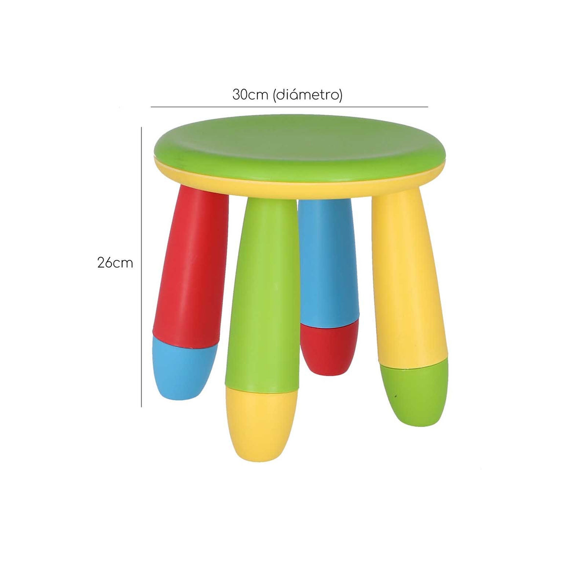 Taburete infantil plástico verde Ø30xH26 cm (3)
