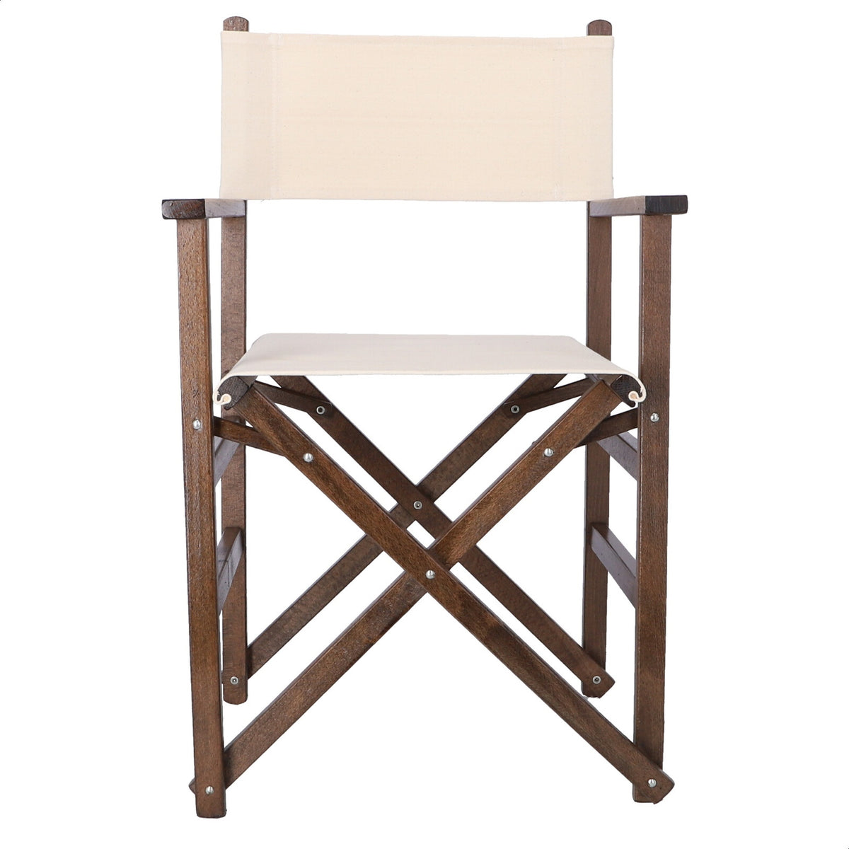Sillón director estructura nogal lona cruda 51x46x86 cm