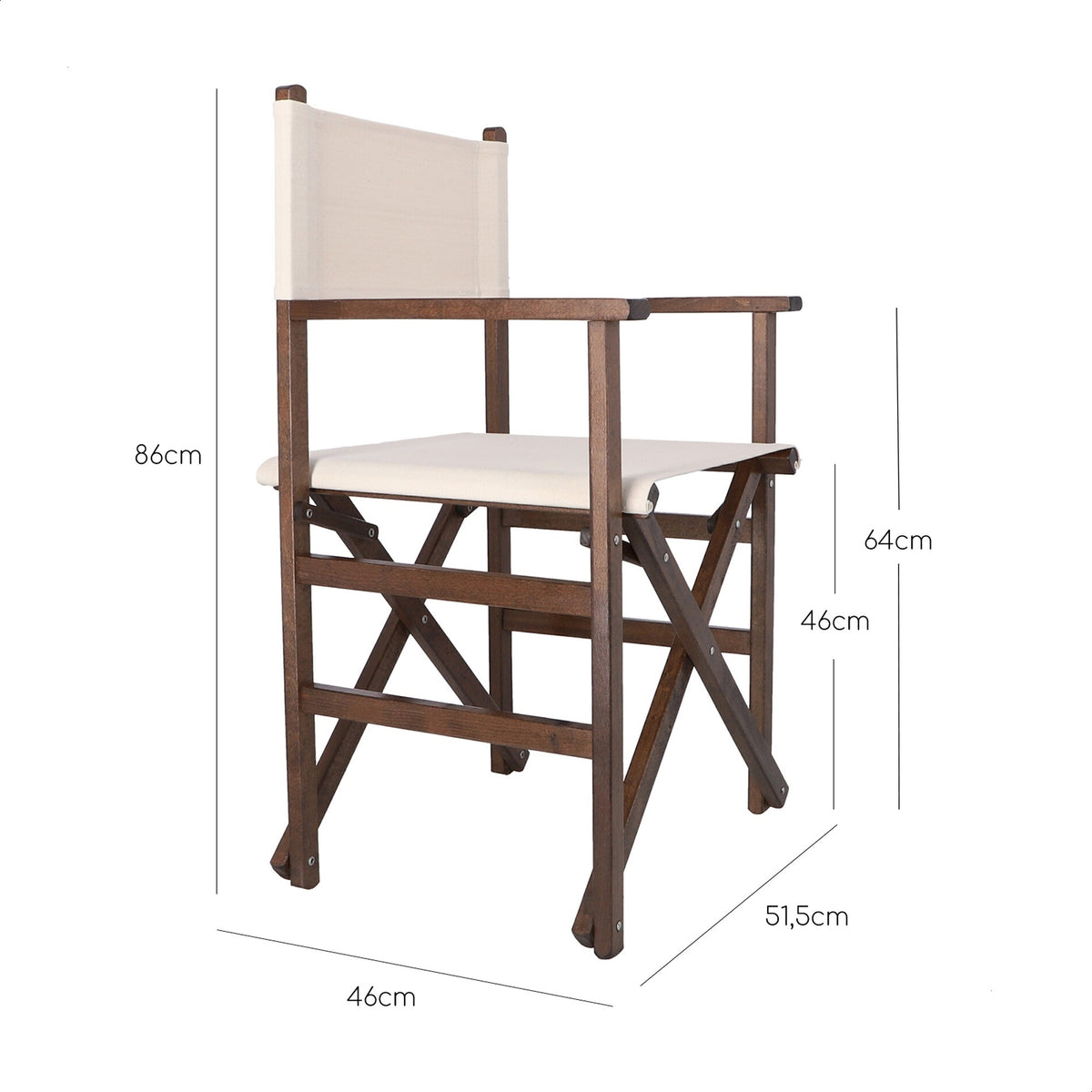 Sillón director estructura nogal lona cruda 51x46x86 cm (3)