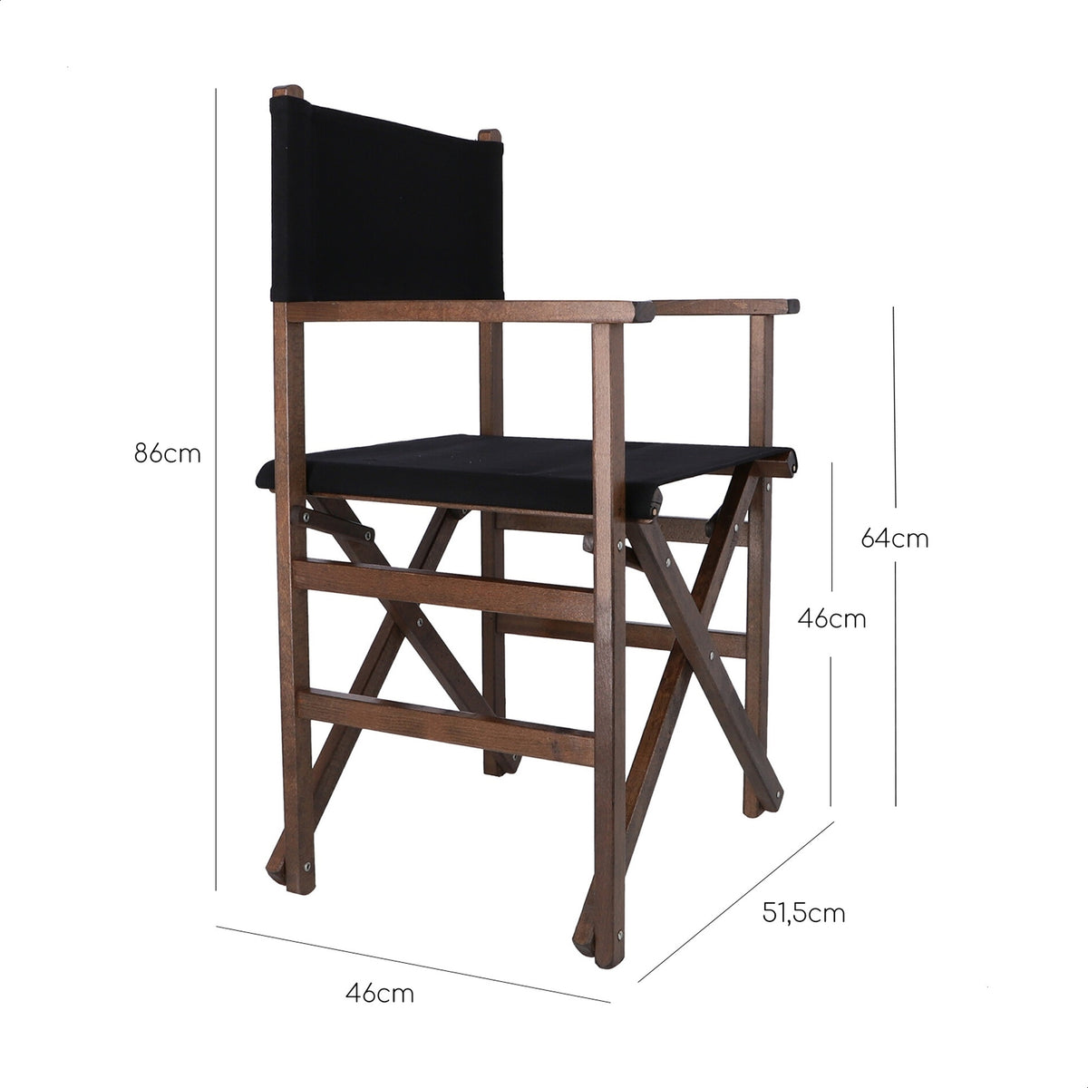 Sillón director estructura nogal lona negra 51x46x86 cm (3)