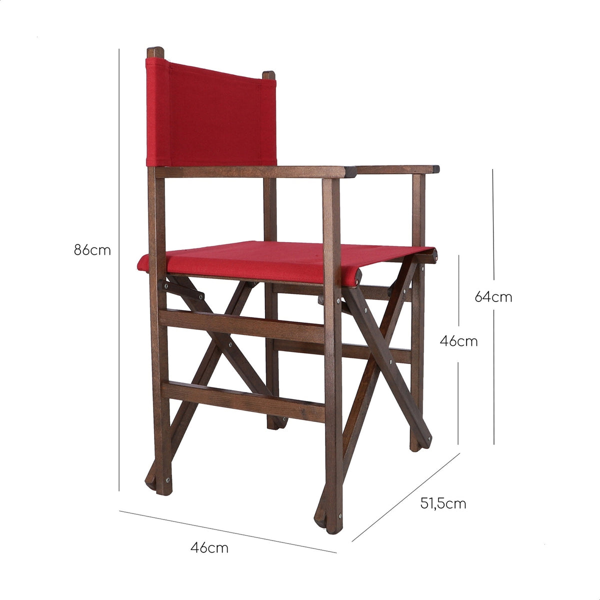 Sillón director estructura nogal lona granate 51x46x86 cm (3)