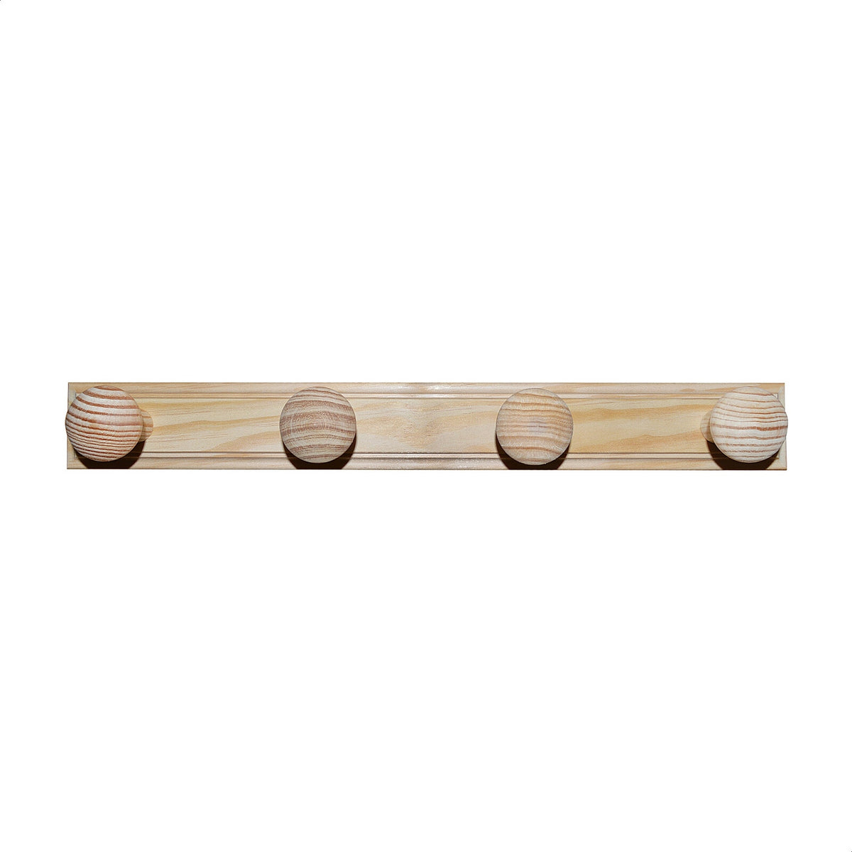 Colgador 4 pomos madera sin barniz 48x9x6 cm